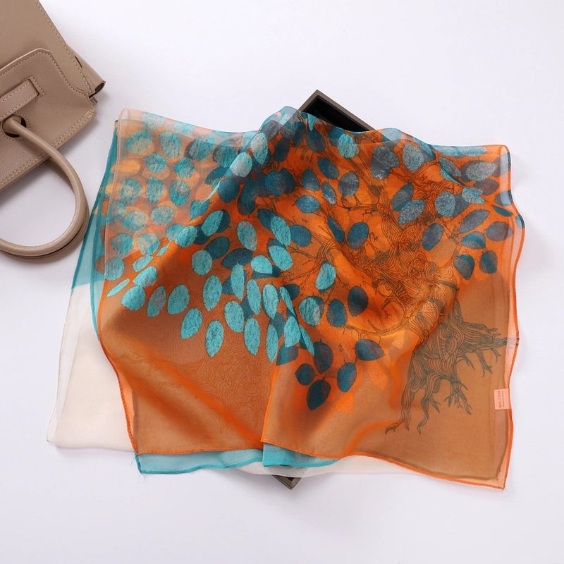 Women's Sweet Leaves Chiffon Silk Scarf