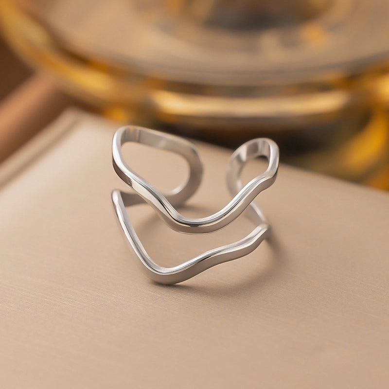 3 Pieces Minimalist Solid Color Titanium Steel Plating Rings