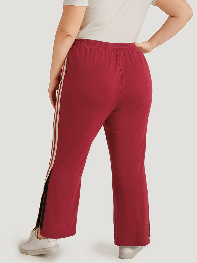 Two Tone Pocket Split Side Elastic Waist Sweatpants