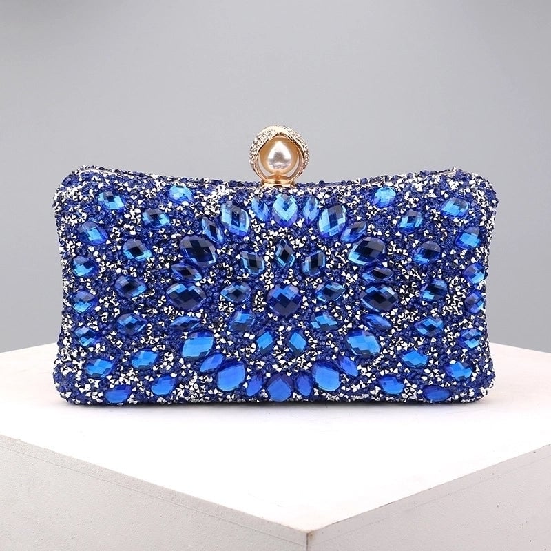 Green Blue Pink Pu Leather Polyester Flower Pillow Shape Evening Bags