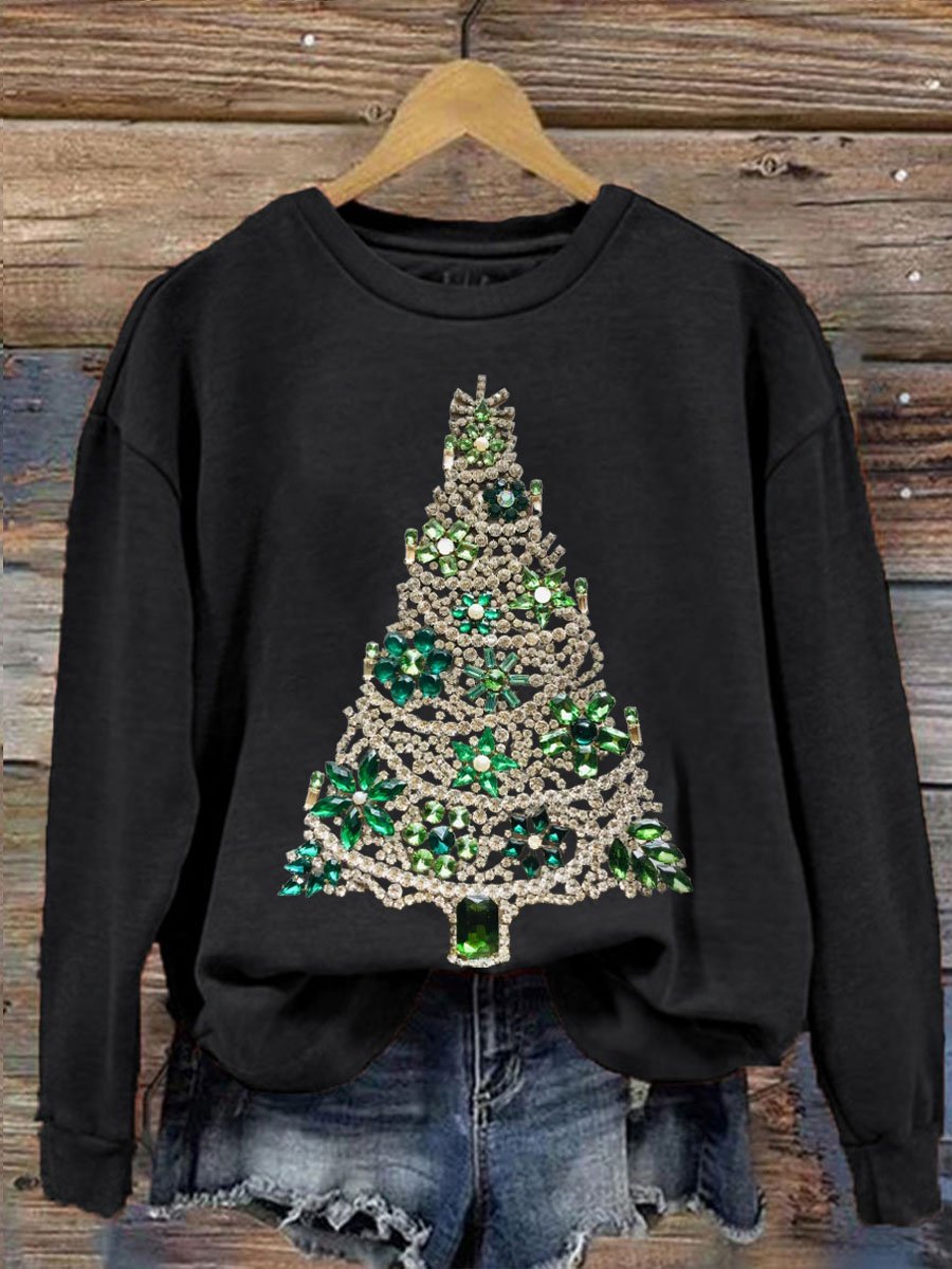 Women's Christmas Tree Art Printed Sweatshirt