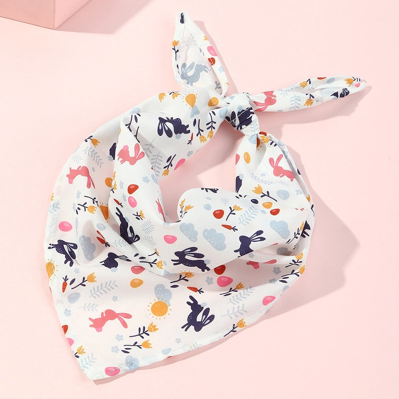 Pet White Rabbit Cloud Flower Print Scarf Saliva Cute Towel