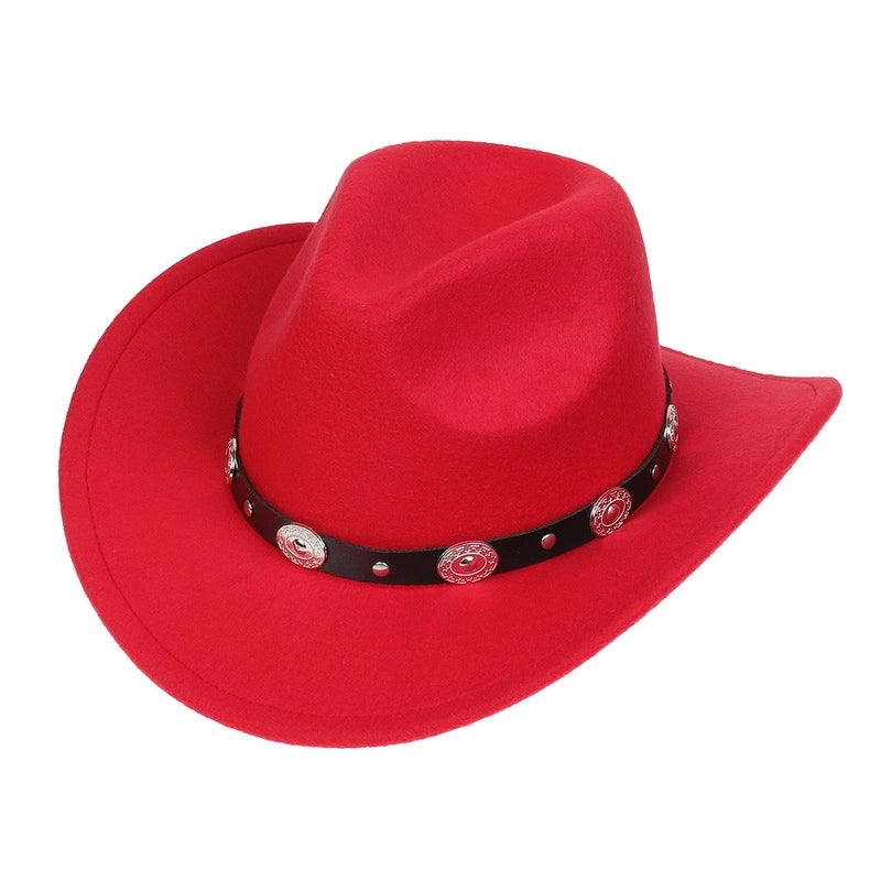 Tibetan Western Denim Top Hat Spring And Autumn New Jazz Hat Big Brim Five-pointed Star Belt Accessories Felt Hat For Men And Women