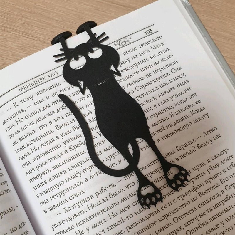 Cutout Black Kitten Bookmark