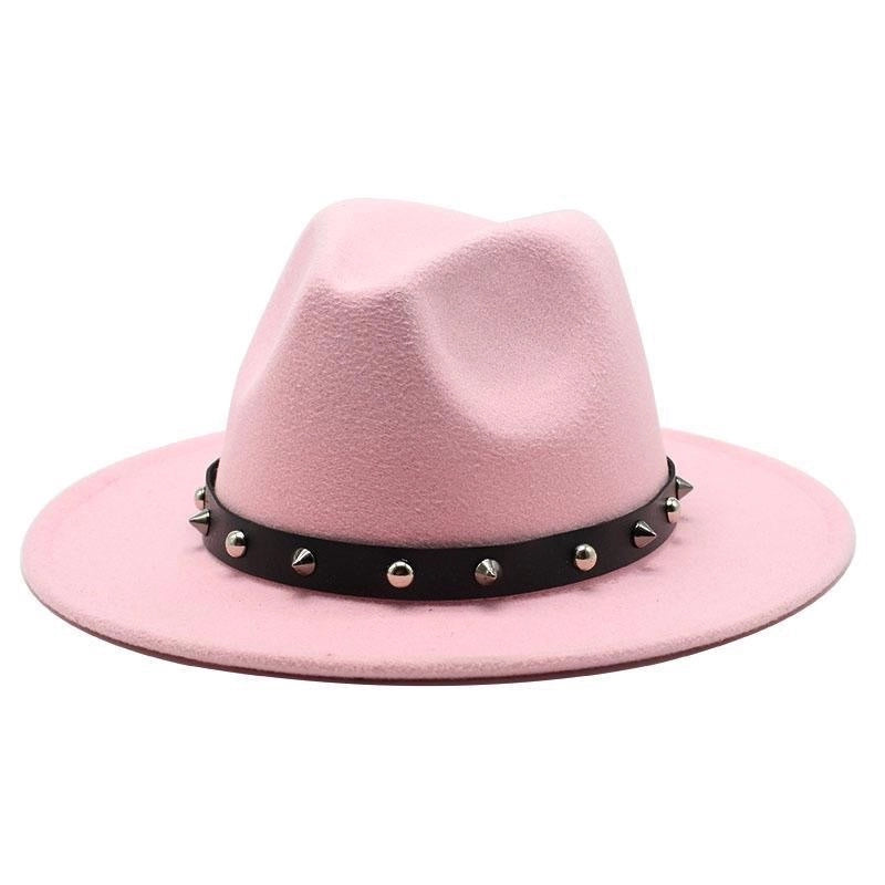 New Decorative Big Brim Jazz Hat  Personalized Top Hat Autumn And Winter Woolen Hat Western Cowboy Hat