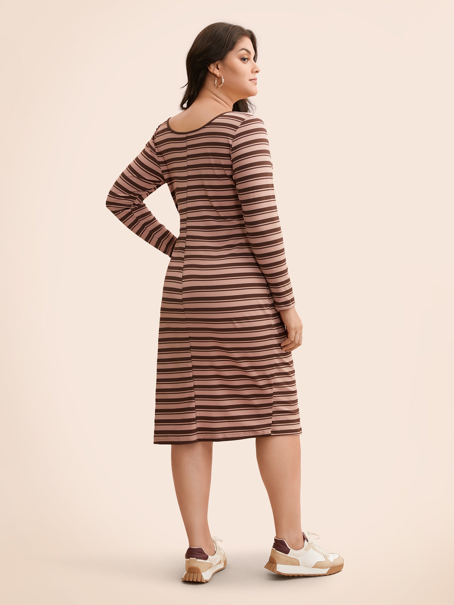U Neck Striped Pit Strip Dress