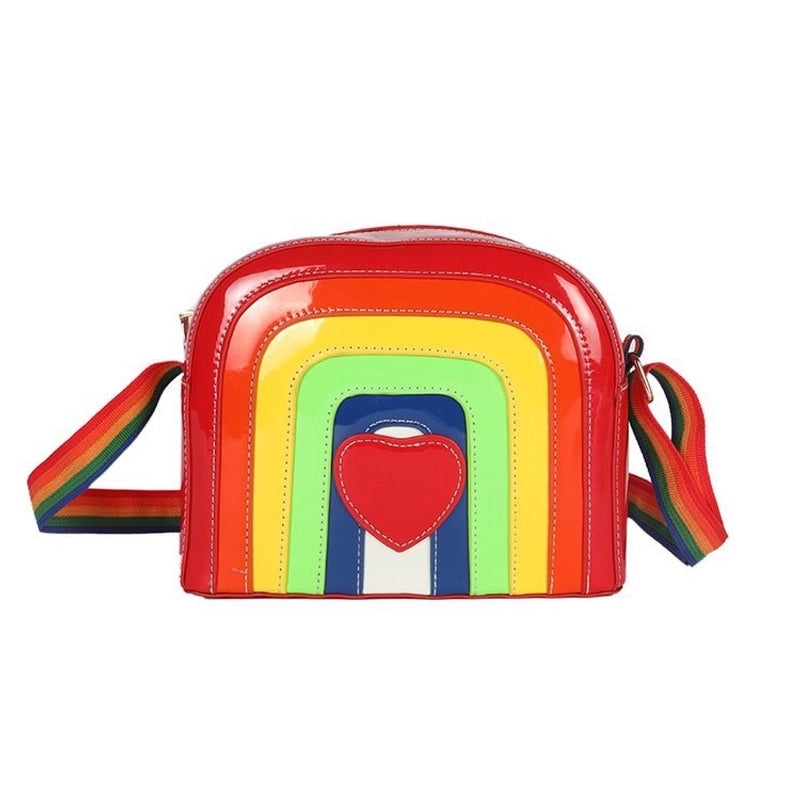 Creative Hit Color Rainbow Heart Shape Messenger Bag