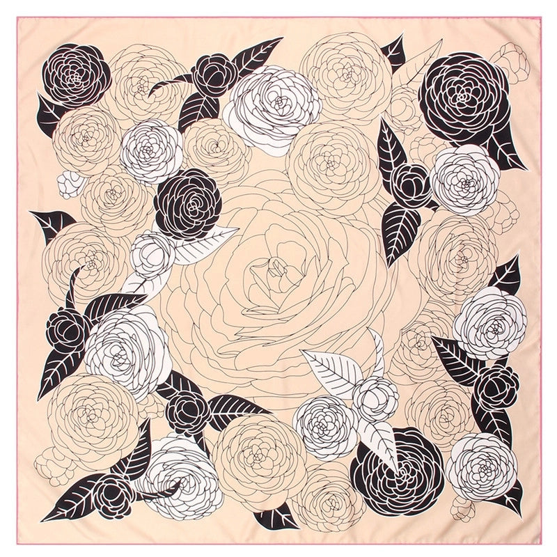 New Hand-curled Silk Scarf Twill Square Scarf Plain Hand-painted Rose Silk Scarf Shawl Headscarf