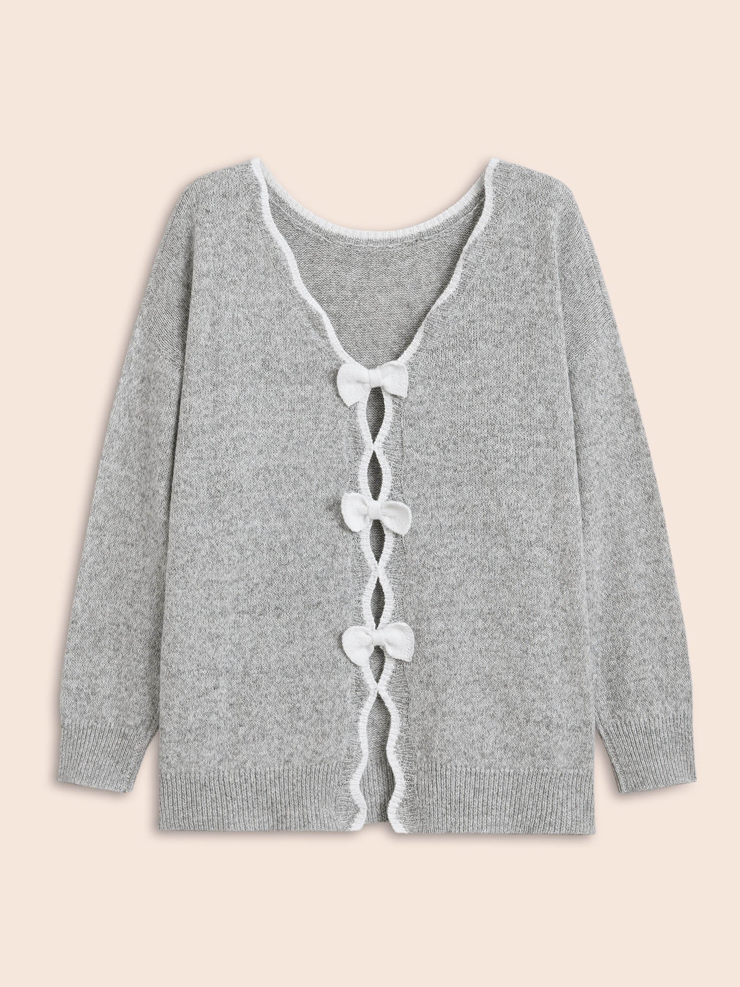 Round Neck Bowknot Cut Out Pullover