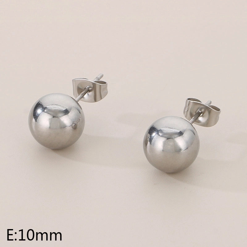 1 Pair Minimalist Round 304 Stainless Steel 18K Gold Plated Ear Studs