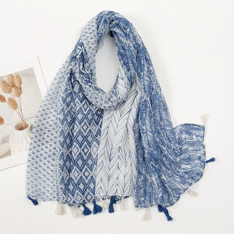 Women'S Bohemian Geometric Cotton And Linen Scarf
