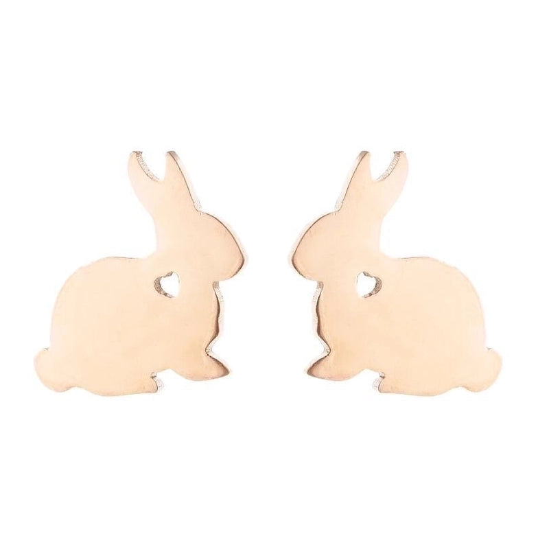 Minimalist Animal Stainless Steel Plating Hollow Out Ear Studs 1 Pair