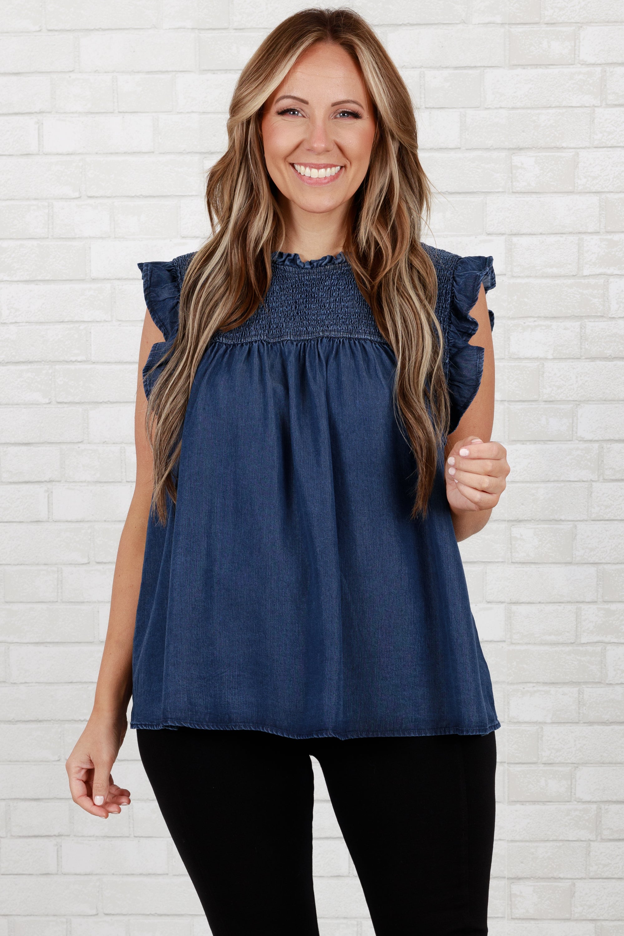 Perfect Imperfections Top. Dark Denim