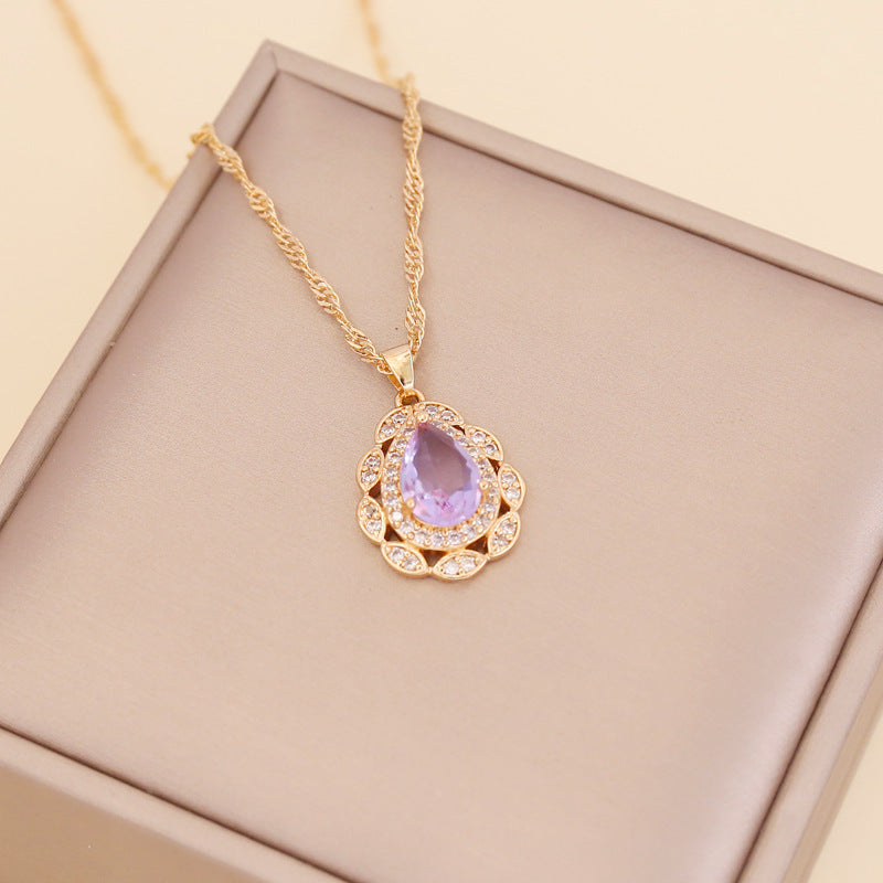 Women Chain  Droplet Glass Necklaces