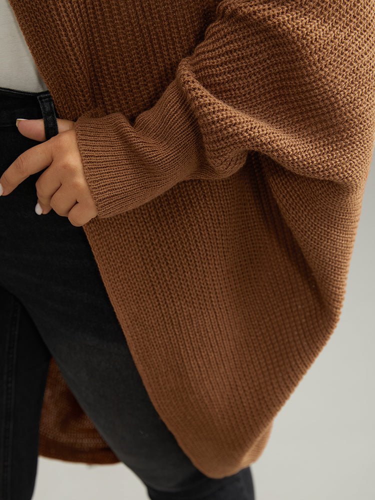 Solid Dolman Sleeve Arc Hem Cardigan