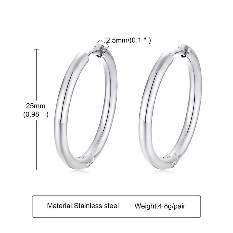 1 Pair Minimalist Solid Color Plating 304 Stainless Steel Hoop Earrings