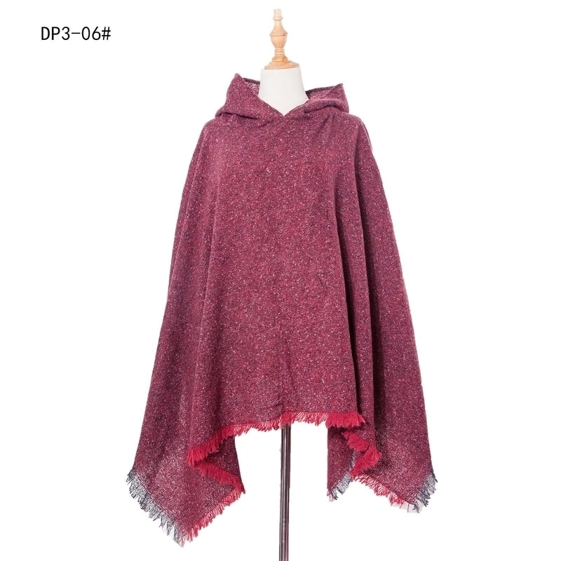 Direct Style New Shawl Ladies Autumn And Winter Flower Pure Black Pullover Hat Cape