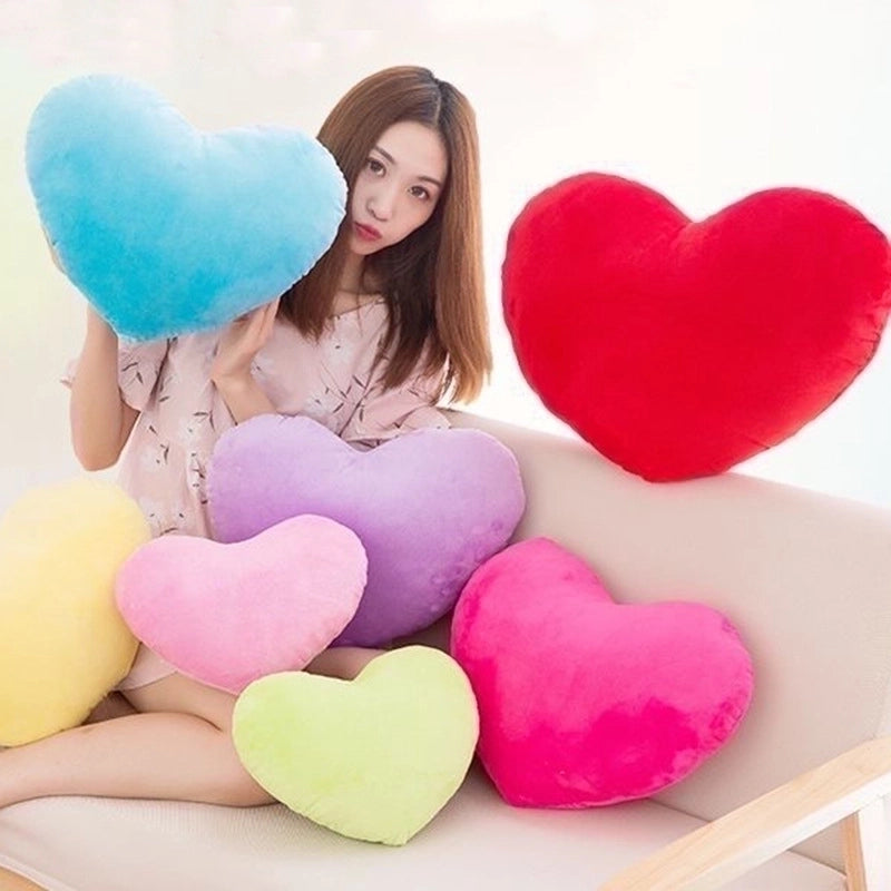 Cute Heart Shape Solid Color Pp Cotton Throw Pillow