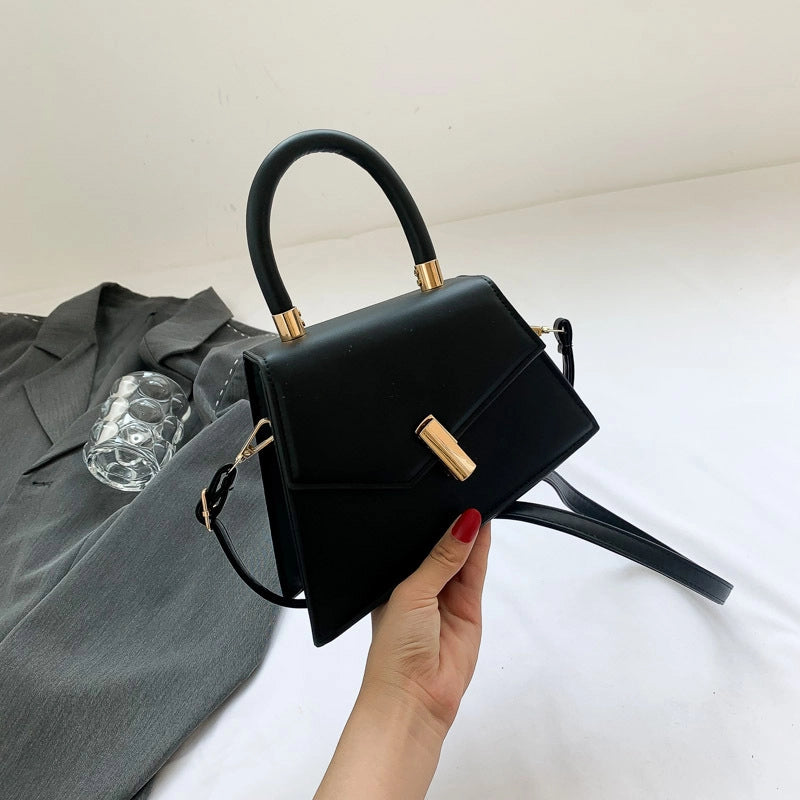 Women's Medium Pu Leather Solid Color Streetwear Lock Clasp Handbag Crossbody Bag