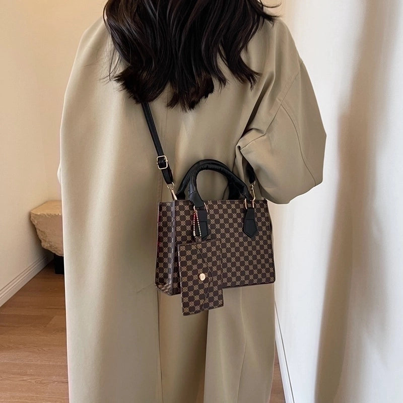 Women's Pu Leather Printing Elegant Streetwear Square Zipper Shoulder Bag Crossbody Bag Square Bag