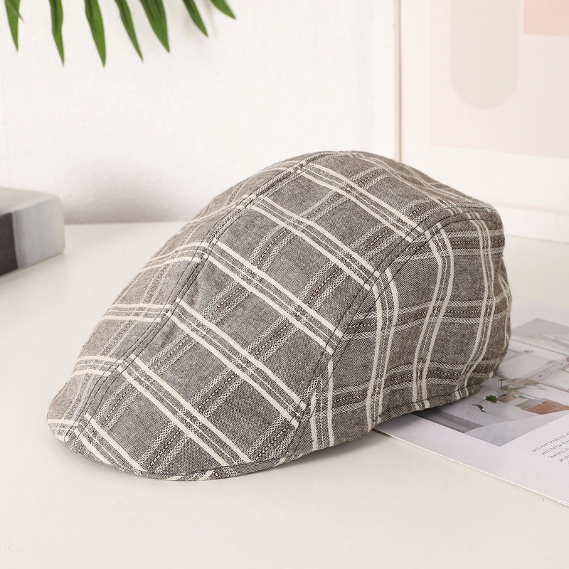 Unisex Vintage Style Artistic Plaid Short Brim Advance Hats