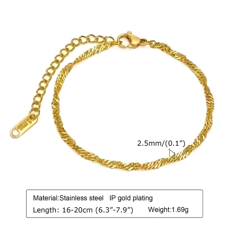 IG Style Casual Minimalist Geometric 201 Stainless Steel 18K Gold Plated Bracelets In Bulk