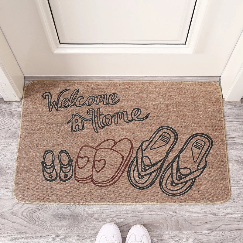 Imitation Saber Hemp Printed Rubber Floor Mat Rubber Bathroom Anti-slip Mat Absorbent Carpet Floor Mat Entrance Door Mat