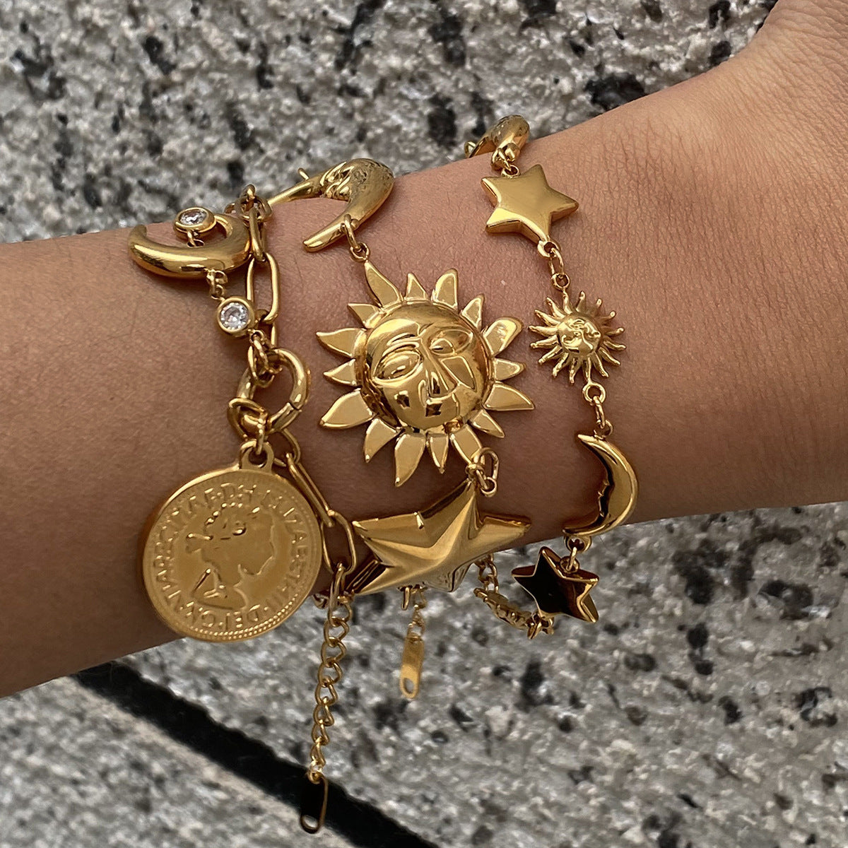 18K Gold Stainless Steel Star Bracelet Jewelry Titanium Steel