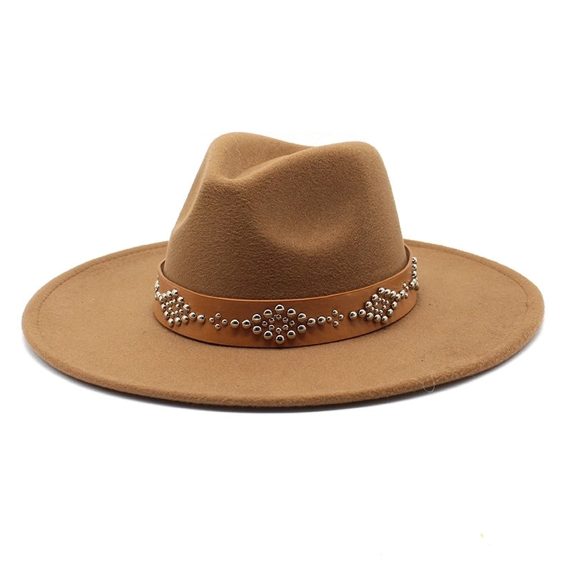Autumn And Winter Wool Big Brim Jazz Hat Men's And Women's Fashion Casual 9.5cm Big Edge Jazz Hat Felt Hat