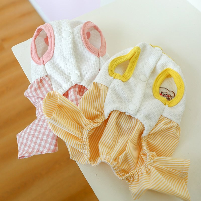 Plaid Bear Four-legged Dog Cat Clothes