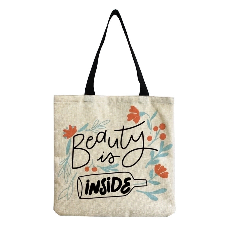 Women's Minimalist Letter Cotton And Linen Shopping Bags