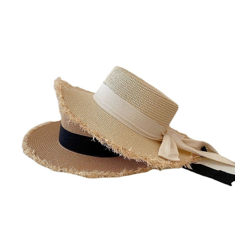 Women's Sweet Minimalist Solid Color Flat Eaves Straw Hat