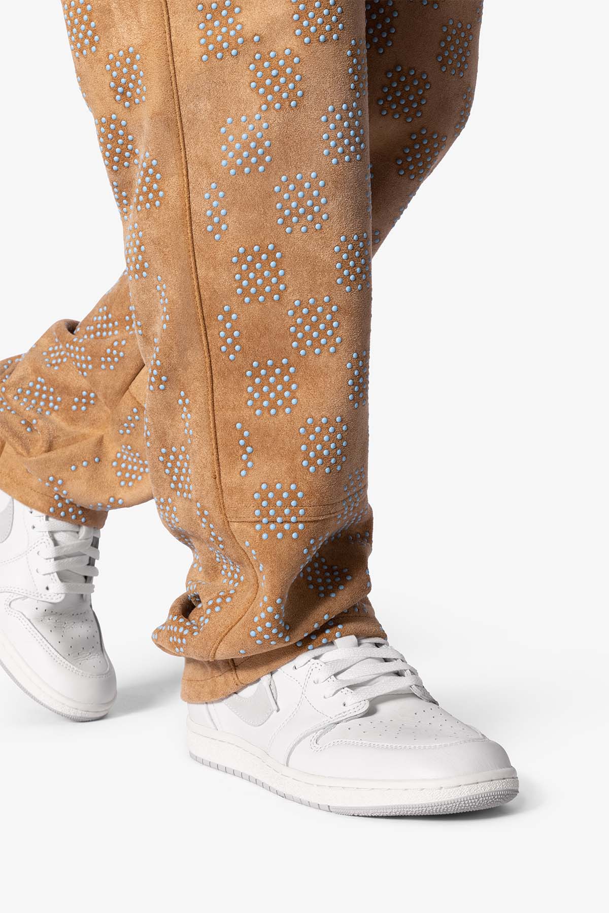 V693 Turquoise Studded Work Pants - Brown