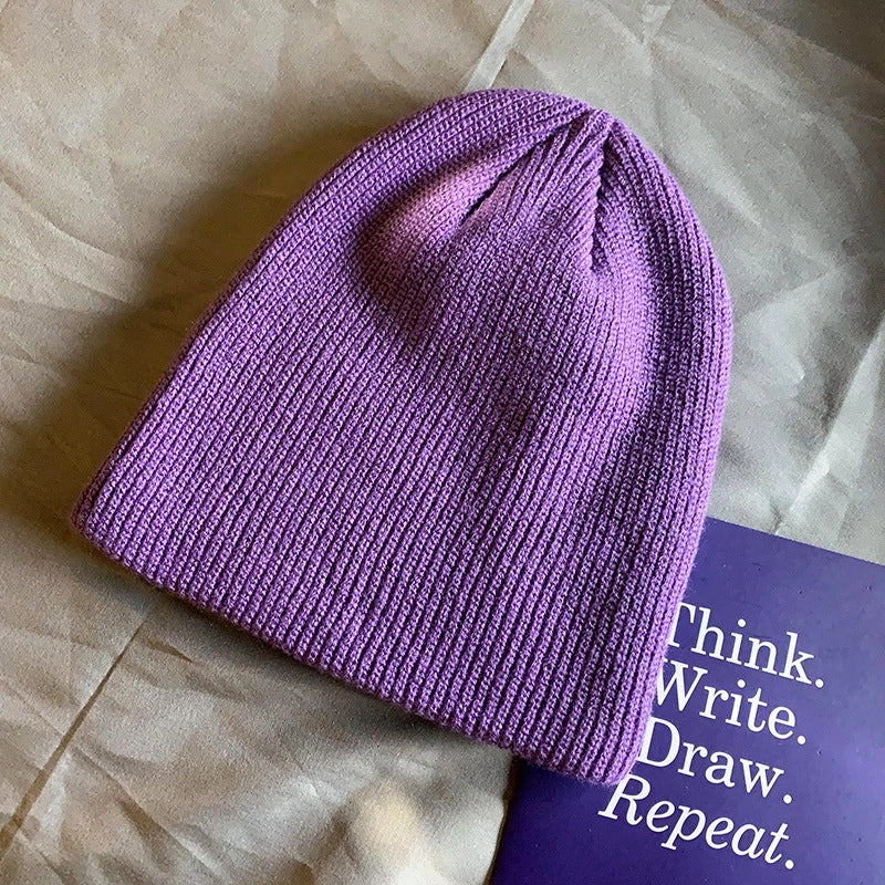 Unisex Basic Solid Color Eaveless Wool Cap