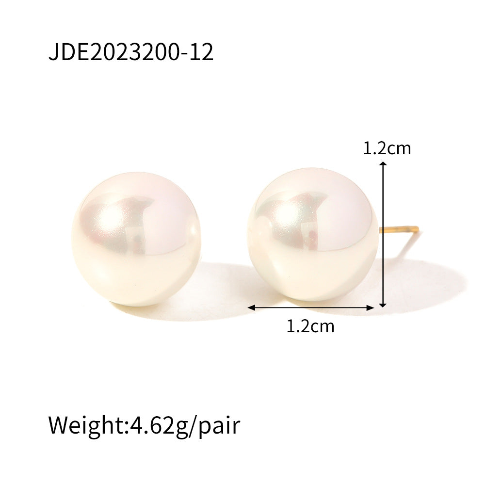 Pearl Geometric Stainless Steel 18K Gold Plated Earrings
