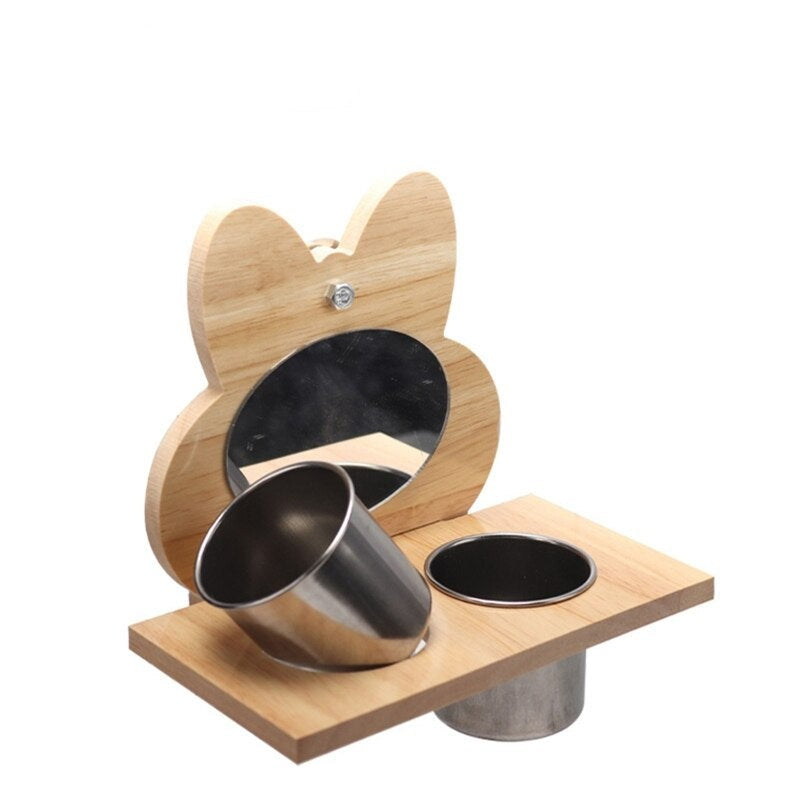 Bird Mirror Toy with Wooden Platform