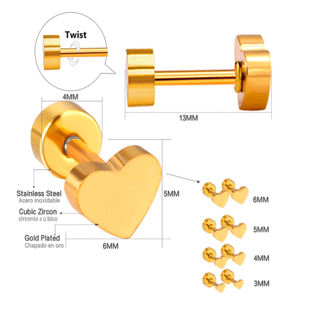 Tiny heart studs - Gold