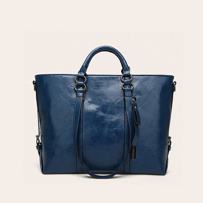 Women's Large PVC Solid Color Basic Classic Style Square Zipper Tote Bag