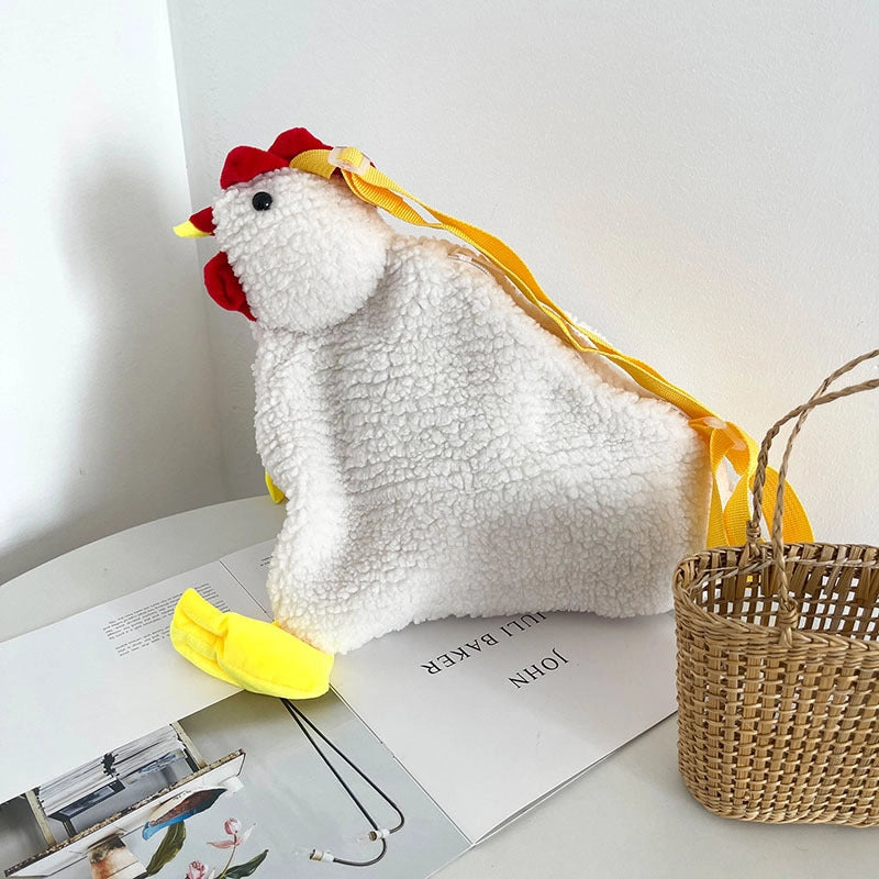 Women's Medium Plush Animal Cute Square Zipper Crossbody Bag
