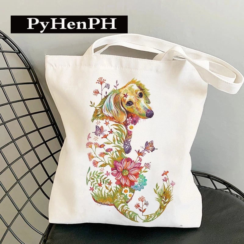 Women's Canvas Printing Classic Style Square Open Canvas Bag