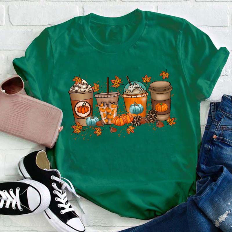 Fall Coffee Teacher T-Shirt