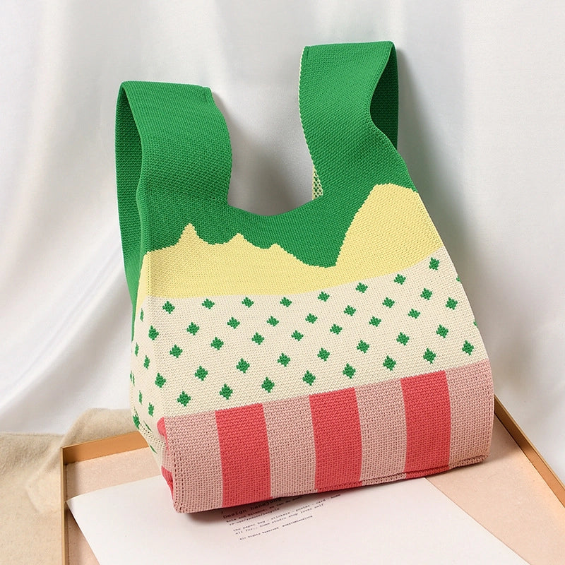 Women's Small Polyester Geometric Streetwear Open Tote Bag