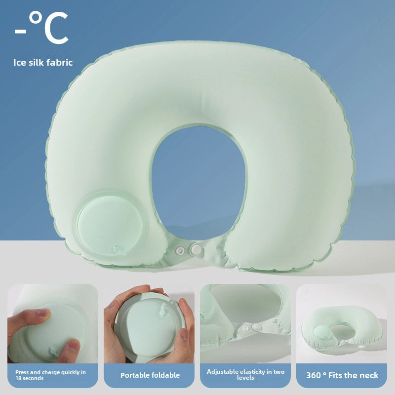 Inflatable U-shaped Pillow Cool Pressing Inflatable Pillow Travel Portable Neck Pillow Travel Sanbao Storage Pillow For Airplane