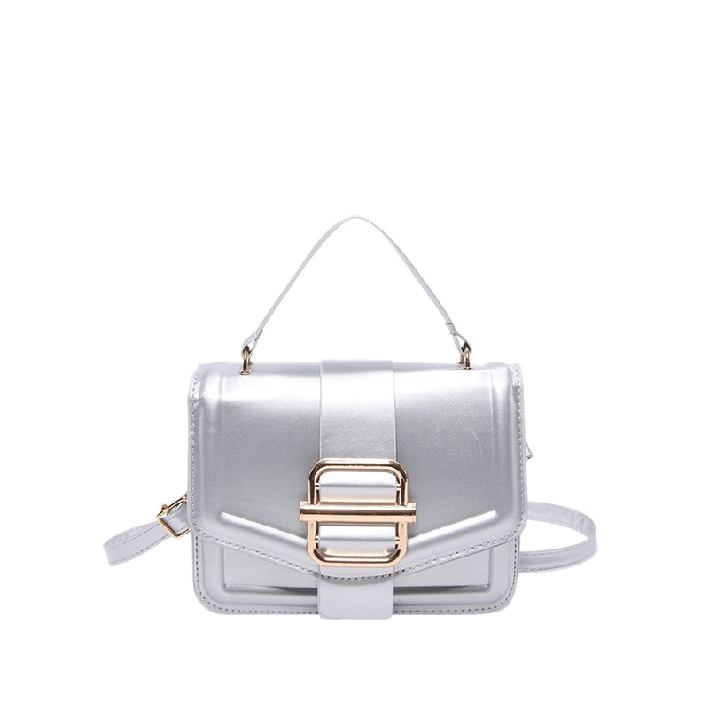 Women's Pu Leather Solid Color Streetwear Square Flip Cover Shoulder Bag Crossbody Bag