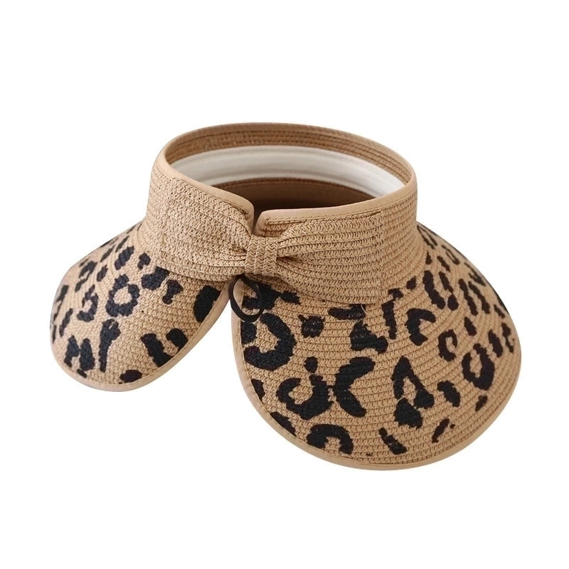 Women's Basic Leopard Big Eaves Sun Hat