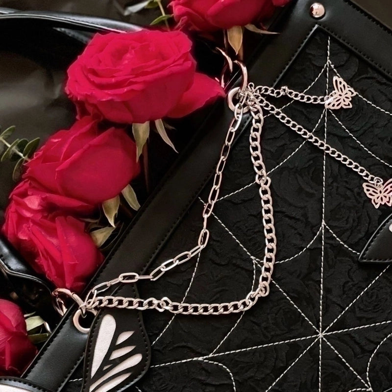 Women's Large Pu Leather Letter Butterfly Streetwear Square Zipper Underarm Bag
