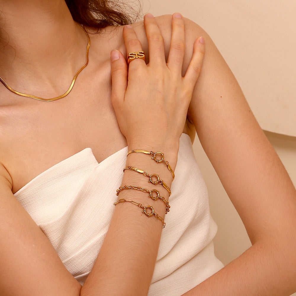 Women Fashion Stripe Geometric Stainless Steel Electroplating Bracelets
