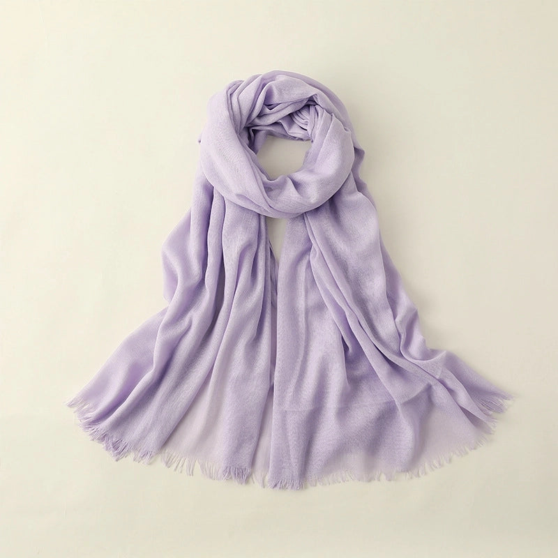 Women's Elegant Solid Color Cotton Silk Scarves