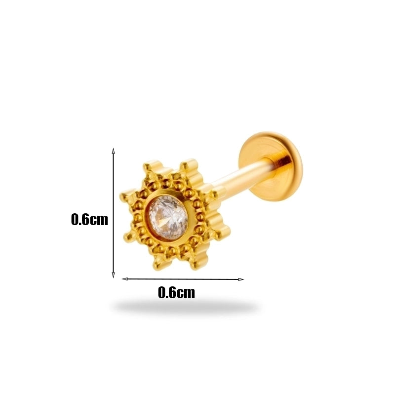 1 Piece Ear Cartilage Rings & Studs Minimalist  Flower Butterfly Pure Titanium Plating Inlay Zircon