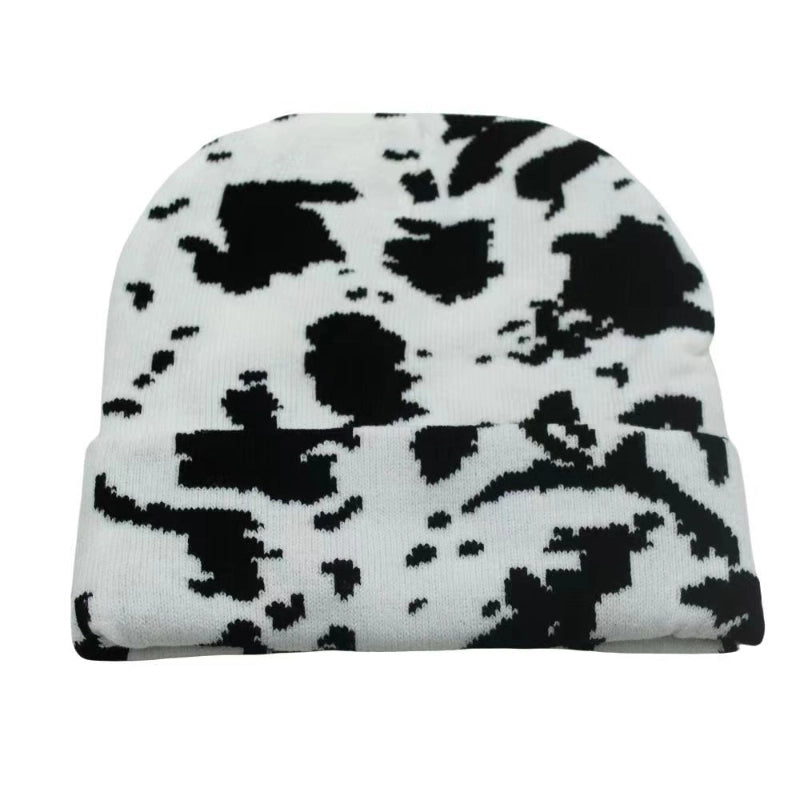 Autumn And Winter New Fashion Cow Pattern Jacquard Knitted Wool Hat Couple Versatile Cold Hat